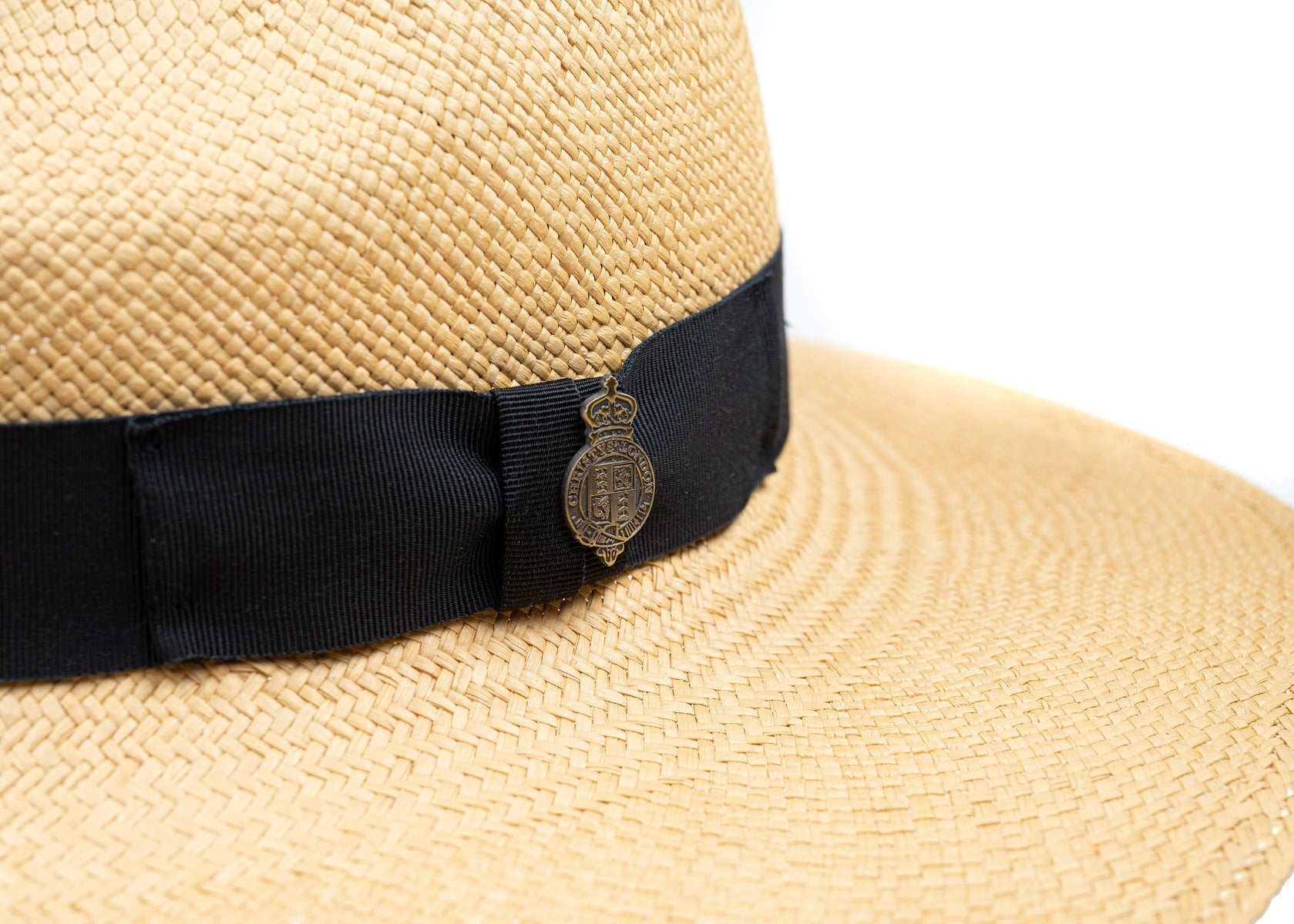 Jessica Wide Brim Panama Hat with Navy Band - Natural