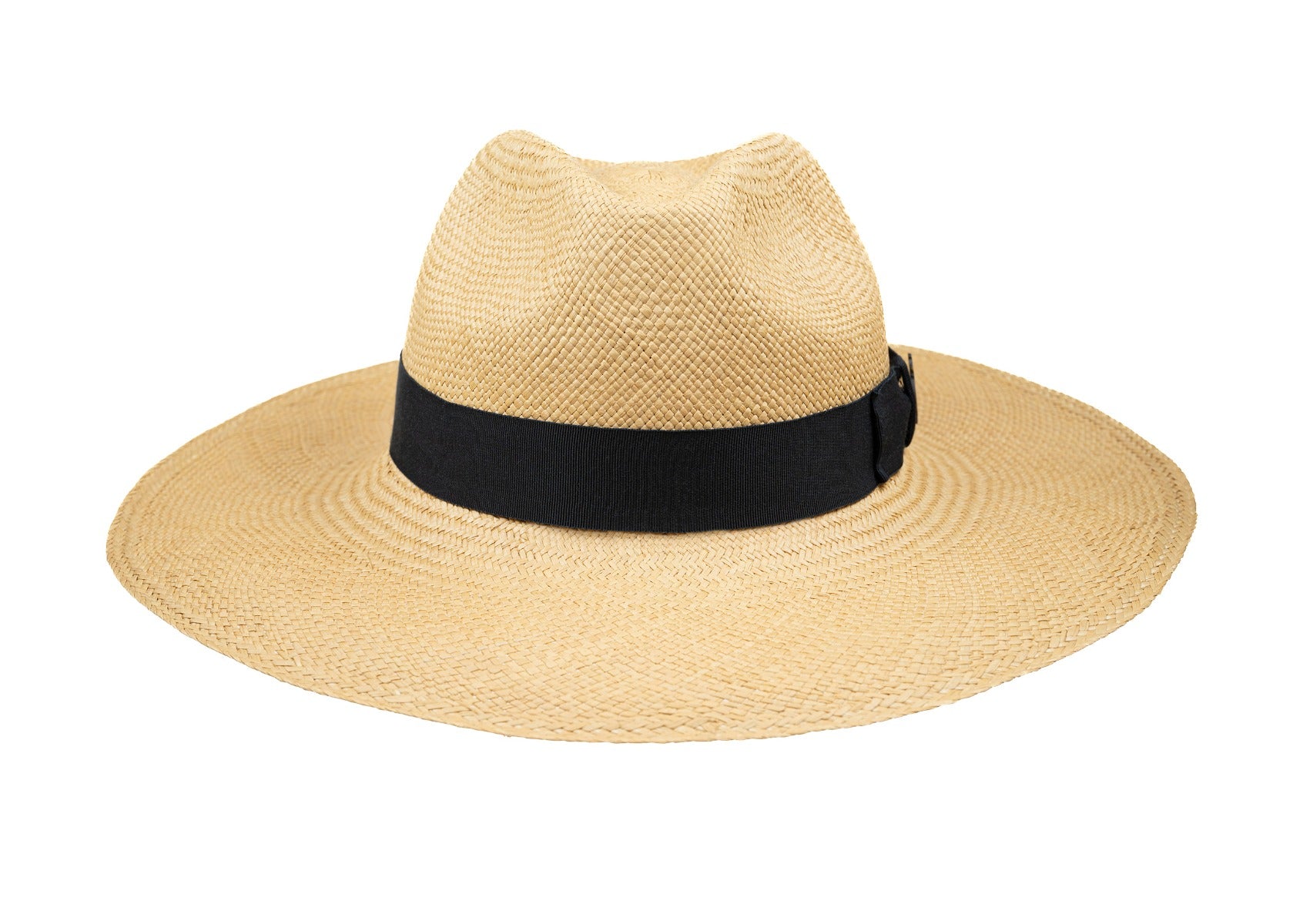 Jessica Wide Brim Panama Hat with Navy Band - Natural