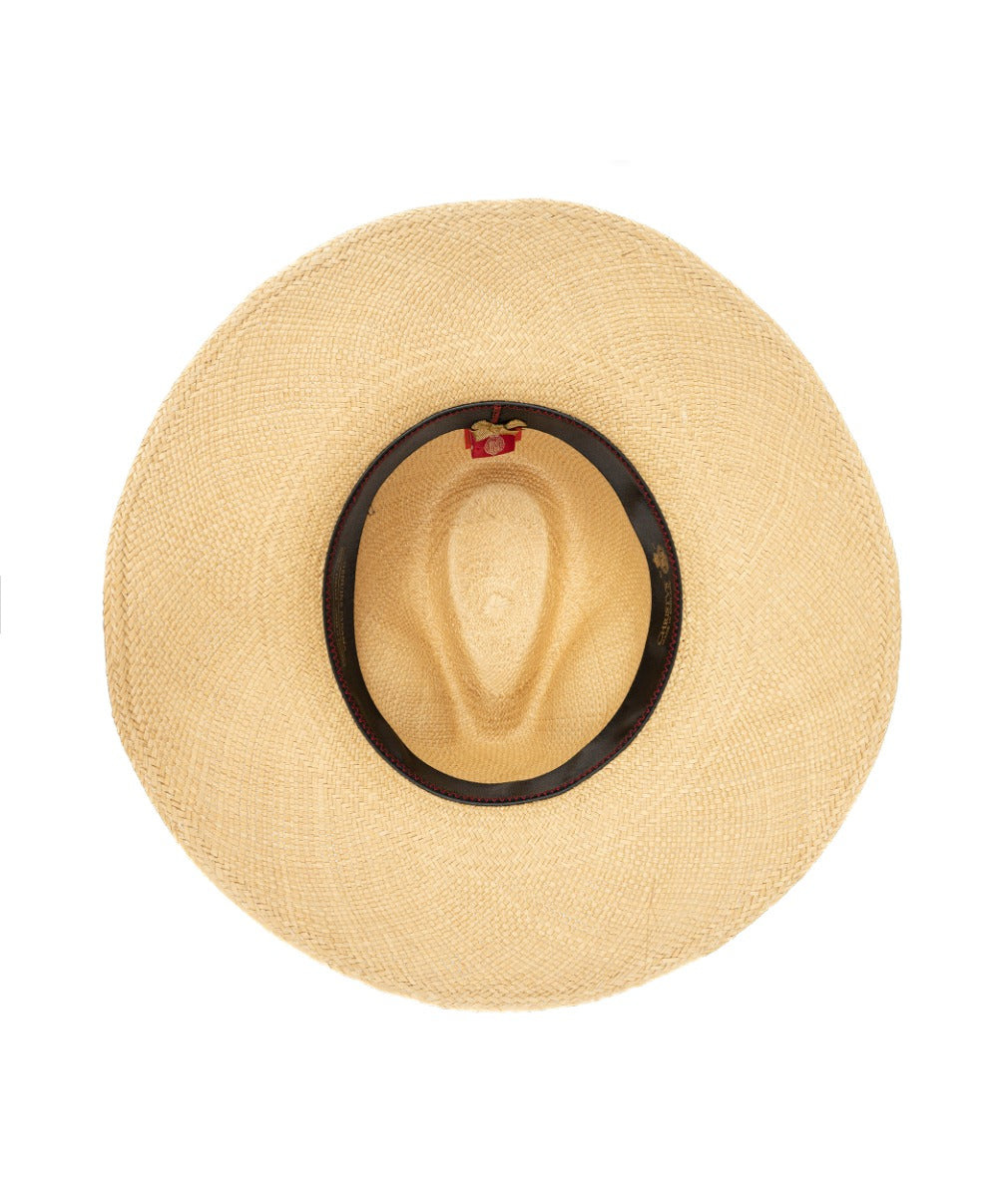 Jessica Wide Brim Panama Hat with Navy Band - Natural