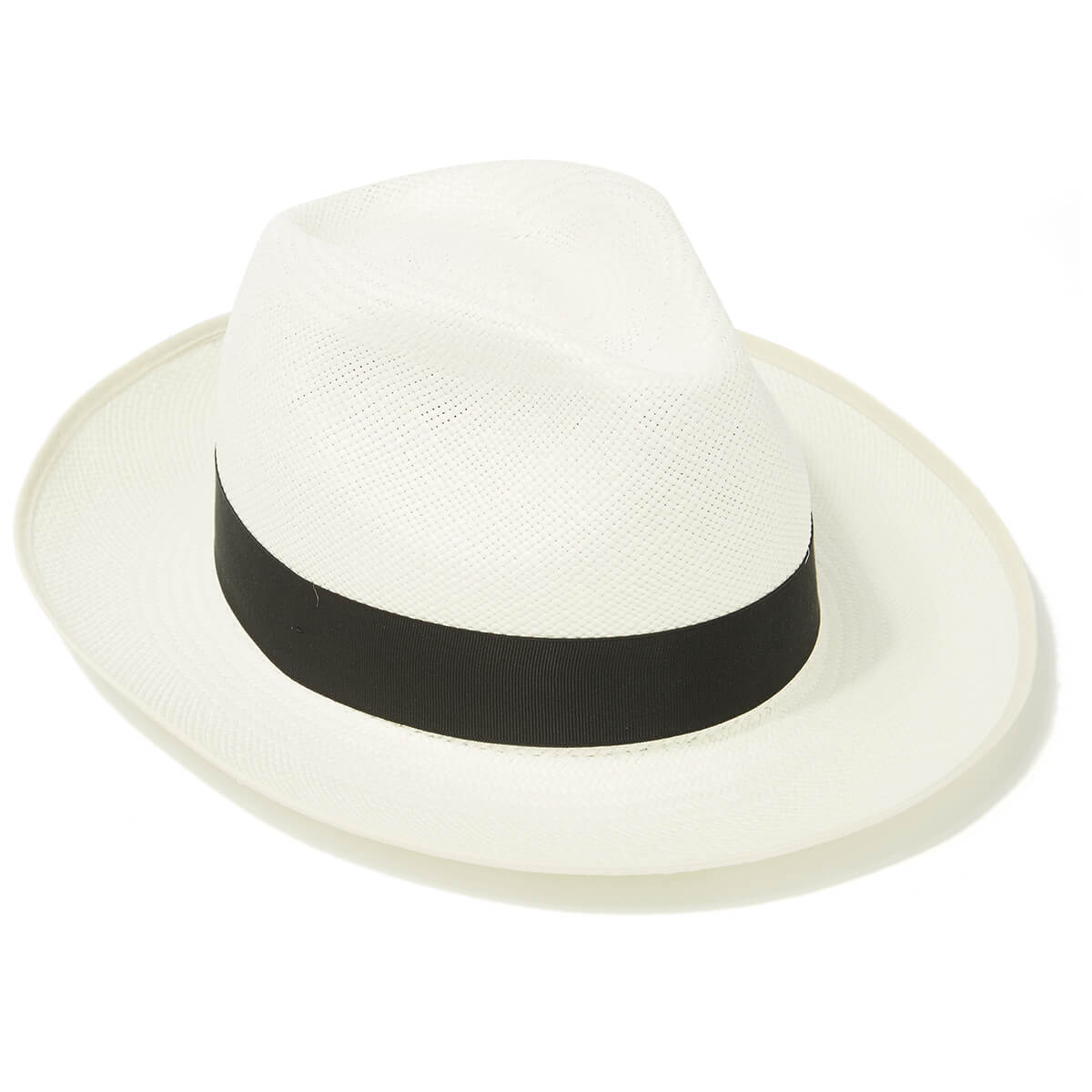 Classic Preset Panama Hat With Black Band & Cream Binding