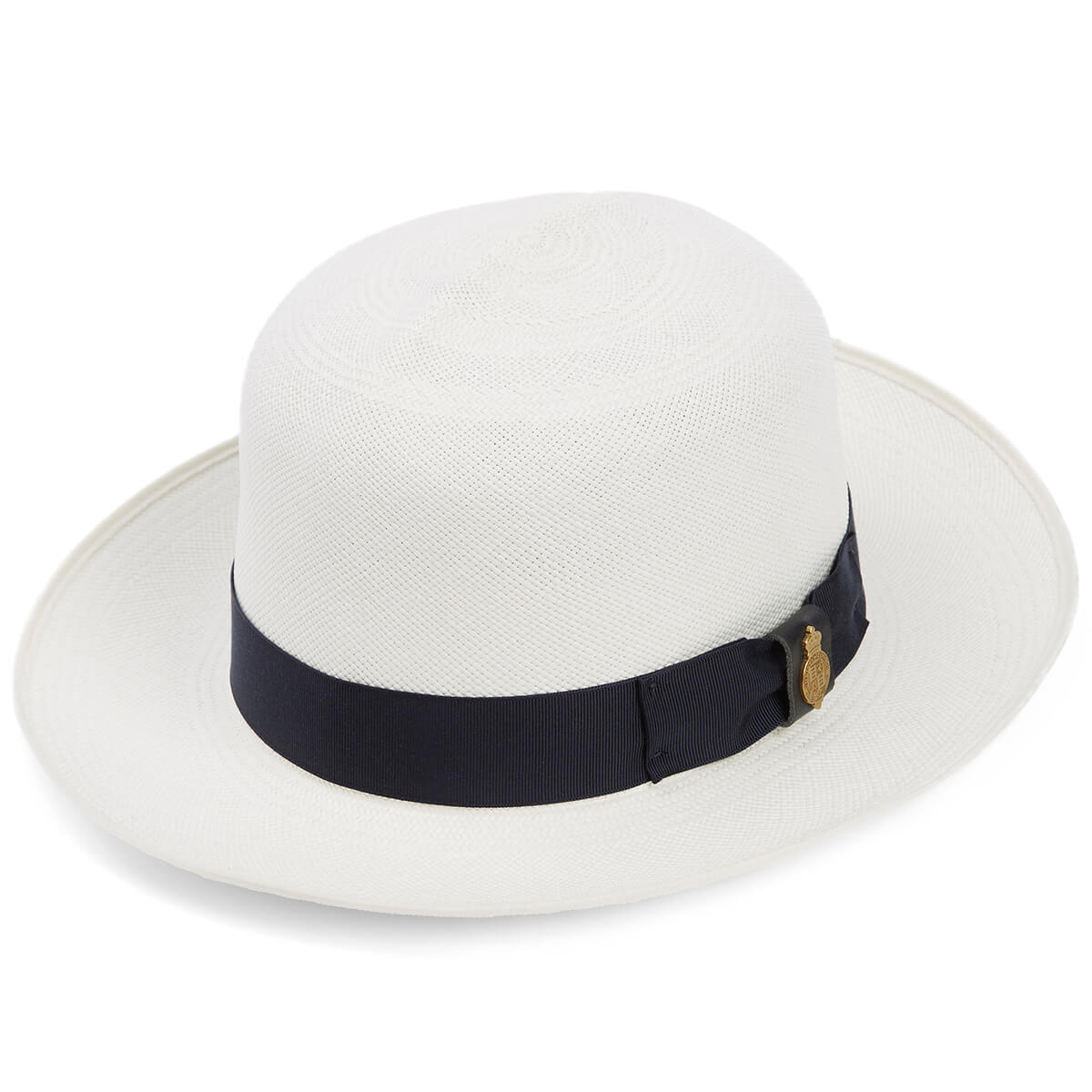 Superfine Folder Panama Hat With Navy Band & Cream Binding