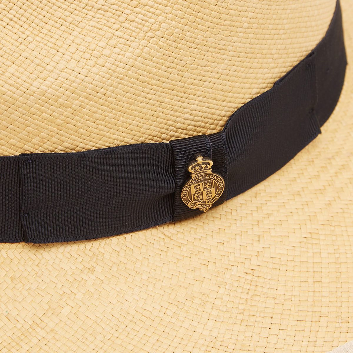 Classic Down Brim Panama Hat with Navy Band - Natural