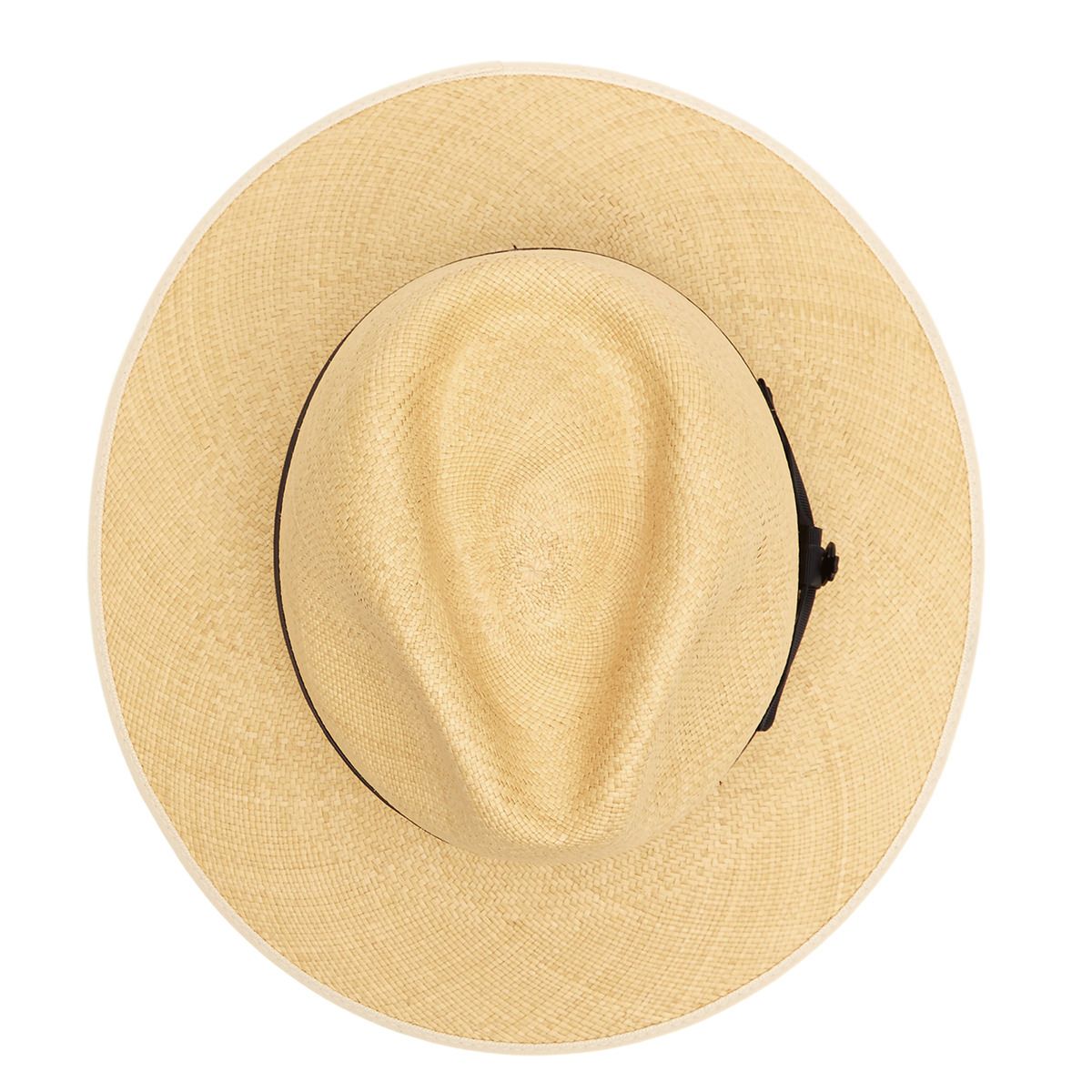 Classic Down Brim Panama Hat with Navy Band - Natural