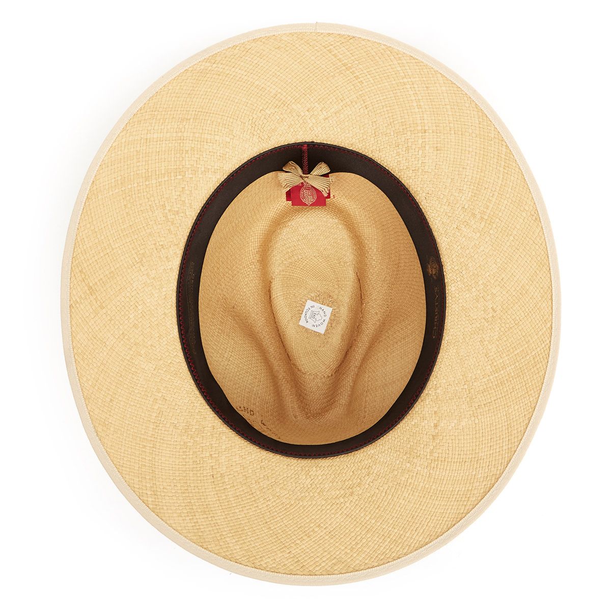 Classic Down Brim Panama Hat with Navy Band - Natural