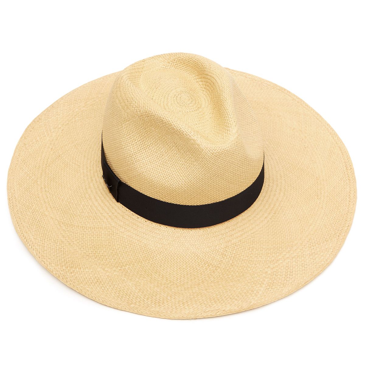 Jessica Wide Brim Panama Hat with Navy Band - Natural