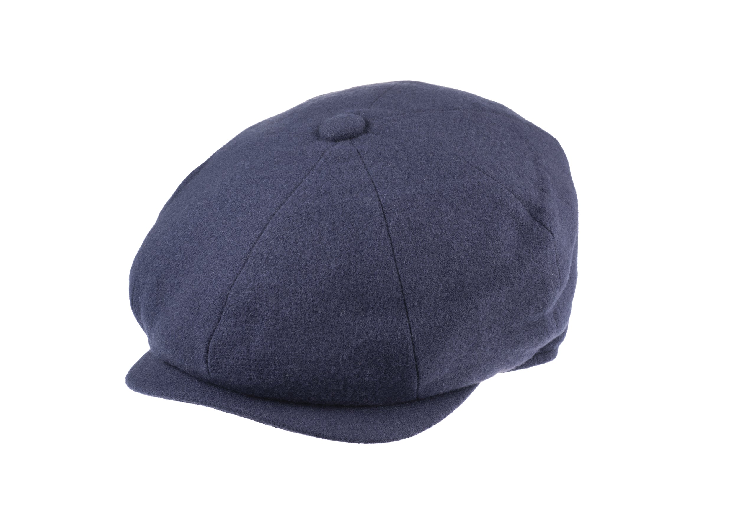 Josh 8 piece baker boy cap in cashmere/wool blend fabric in Blue
