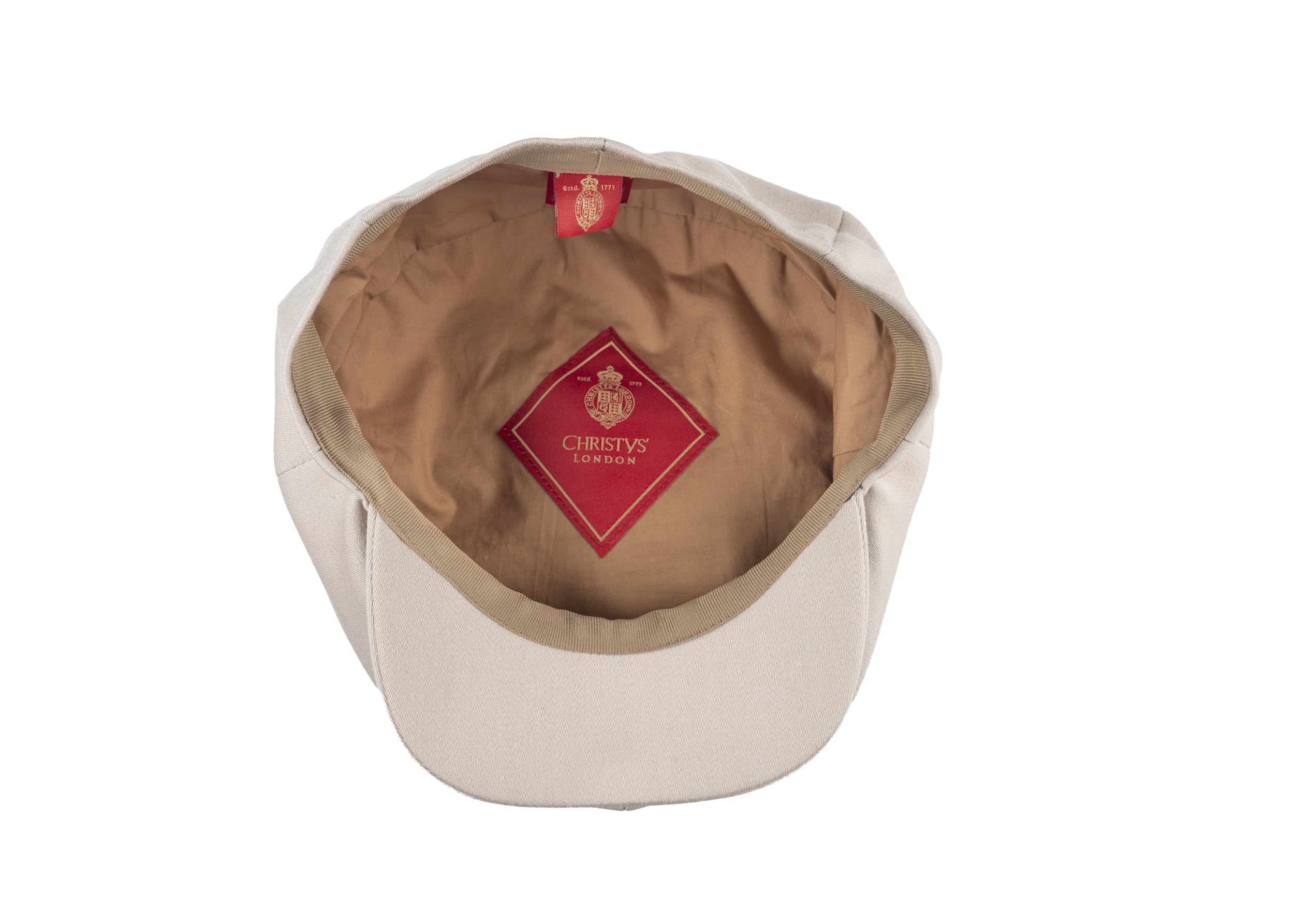 Ellis 8 piece baker boy cap in satin wool fabric in Bisque