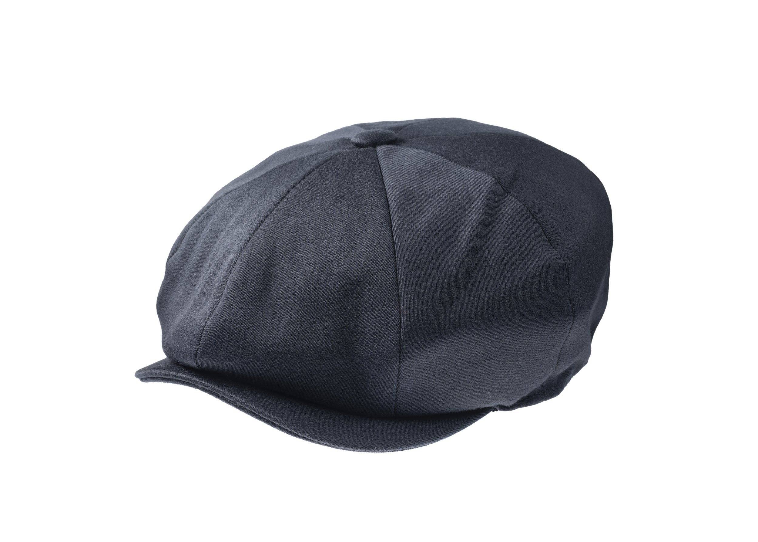 Ellis 8 piece baker boy cap in satin wool fabric in Navy