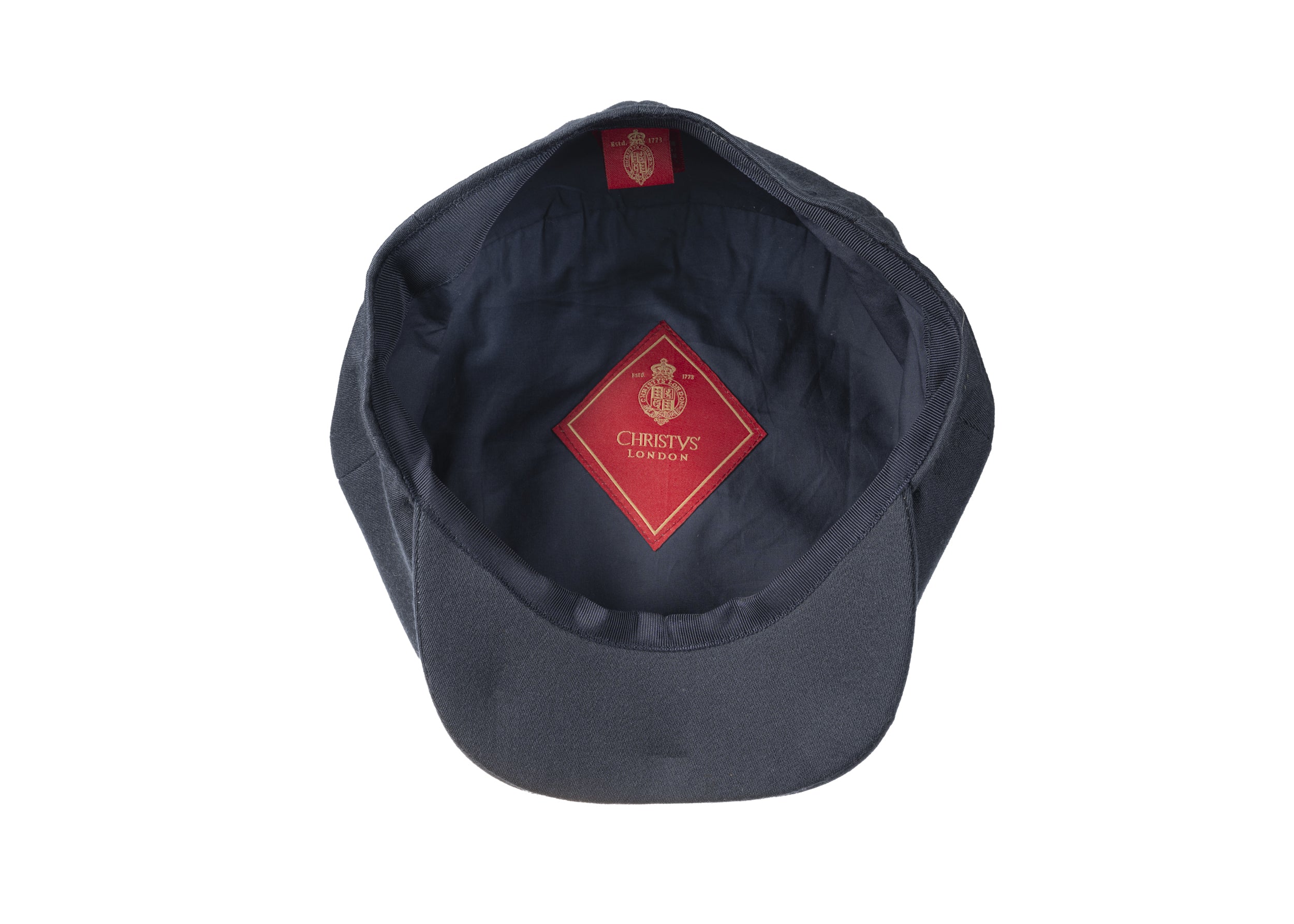 Ellis 8 piece baker boy cap in satin wool fabric in Navy