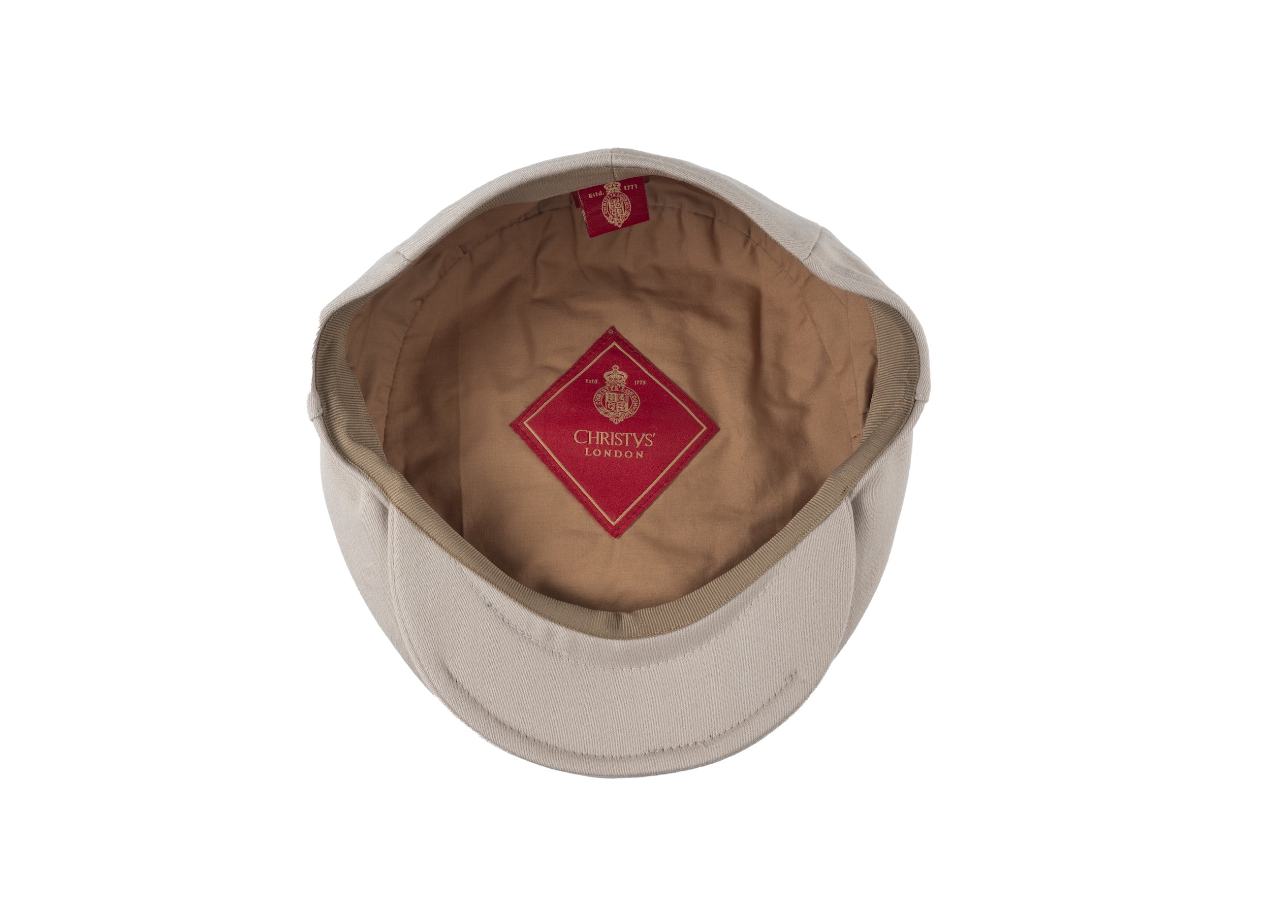 Ellis Balmoral flat cap in satin wool fabric in Bisque