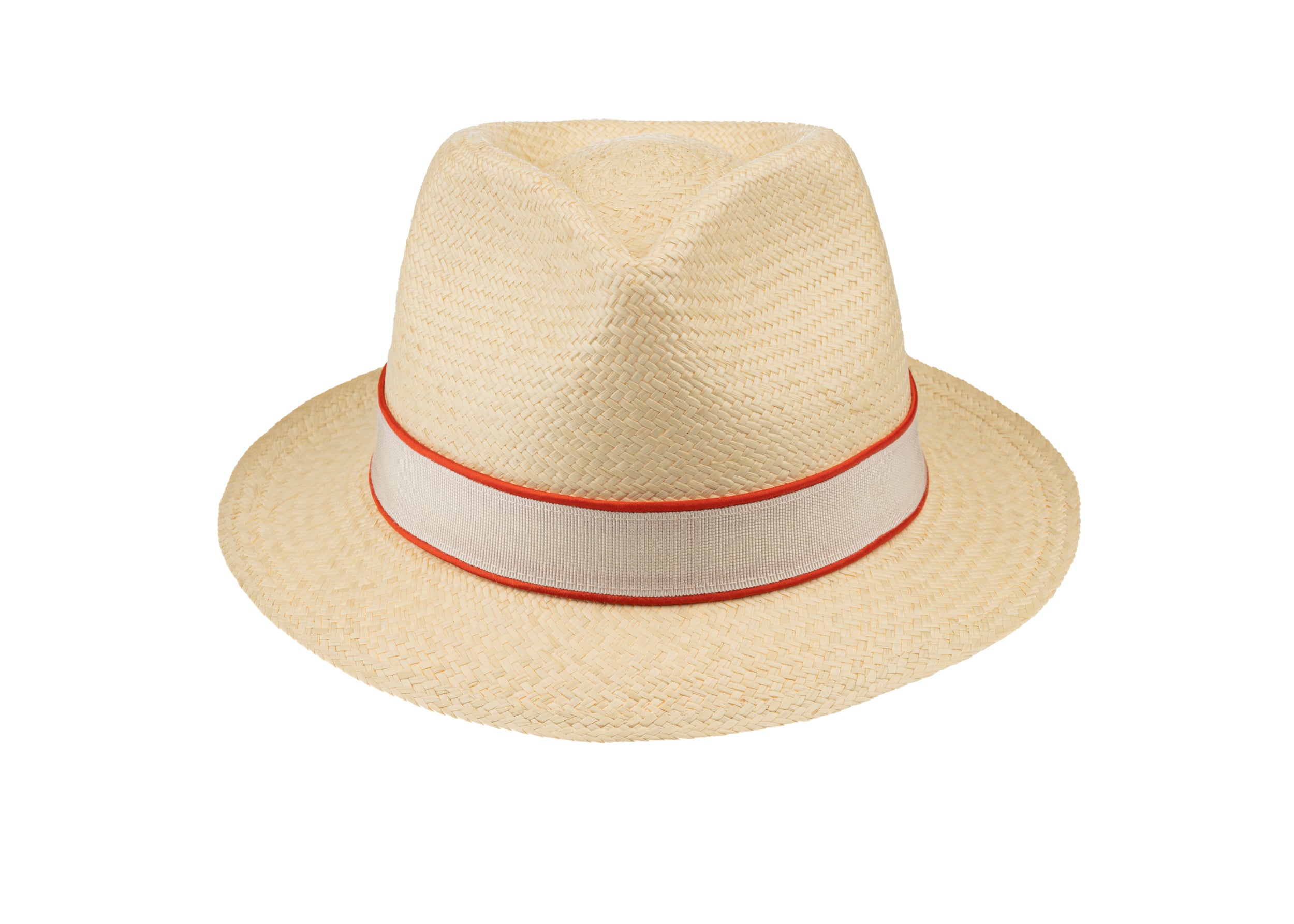 Trilby Panama (Semi-bleached) Cream & Orange Band