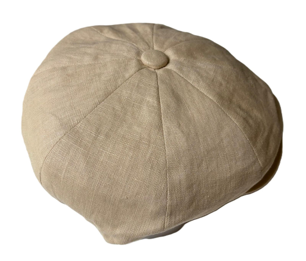 8pc Baker Boy Linen Cap Cream