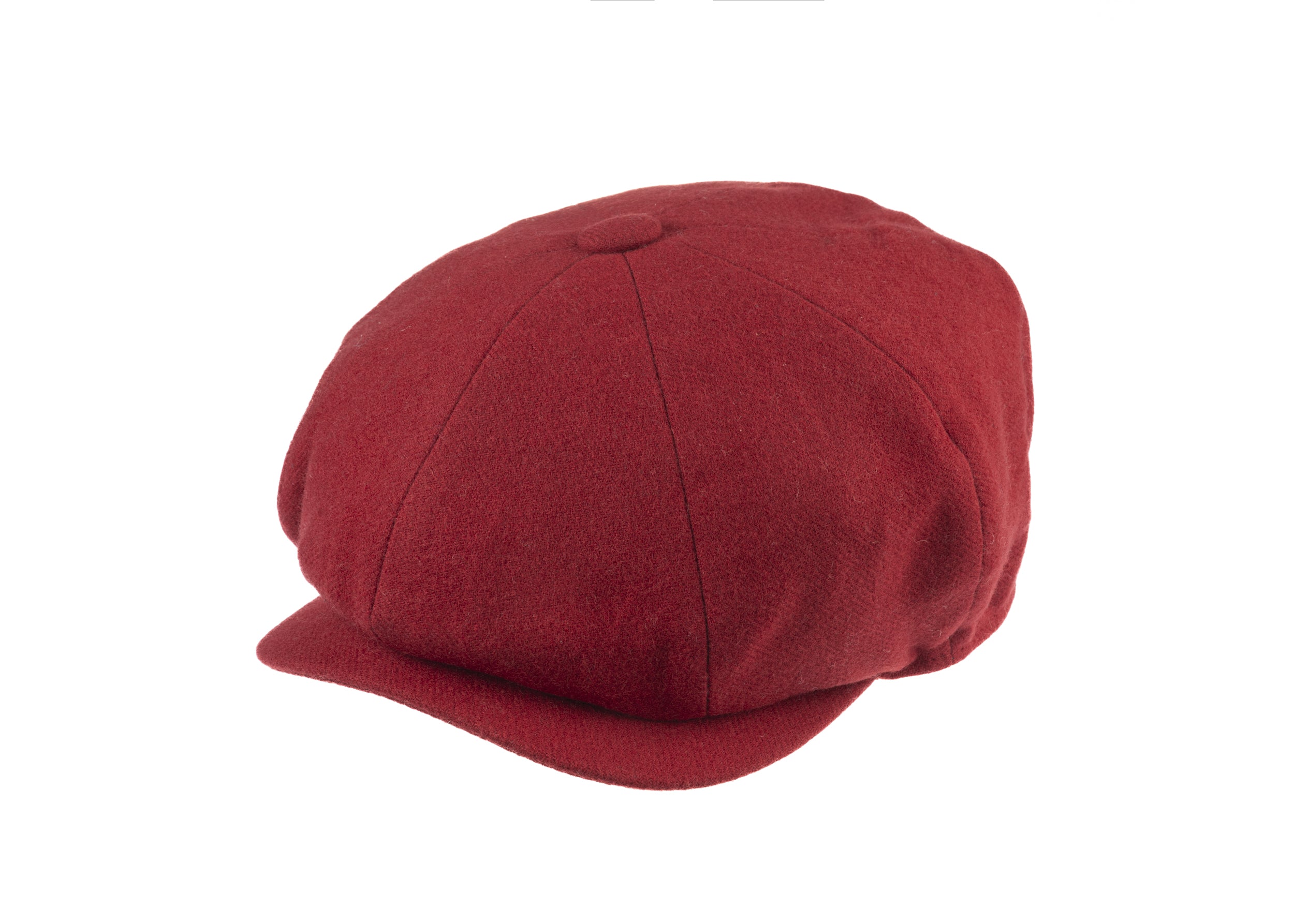 Josh 8 piece baker boy cap in cashmere/wool blend fabric in red