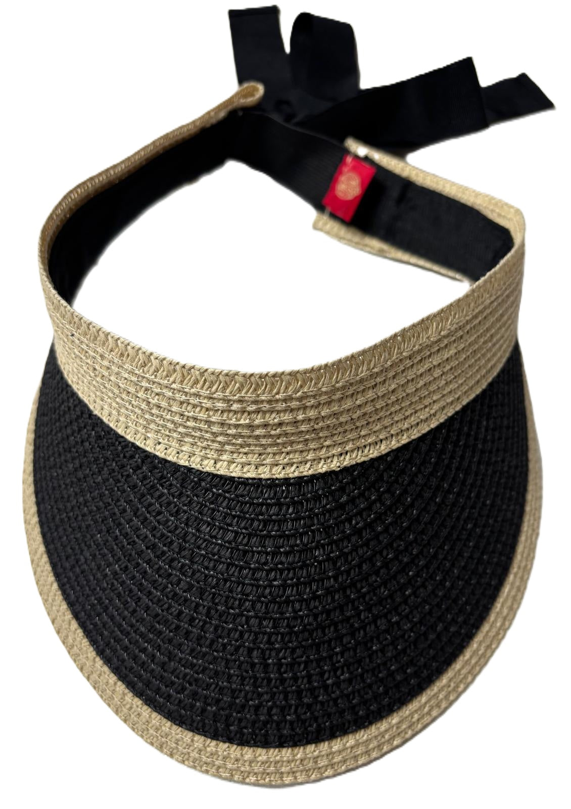 Woven Raffia Visor Natural & Black