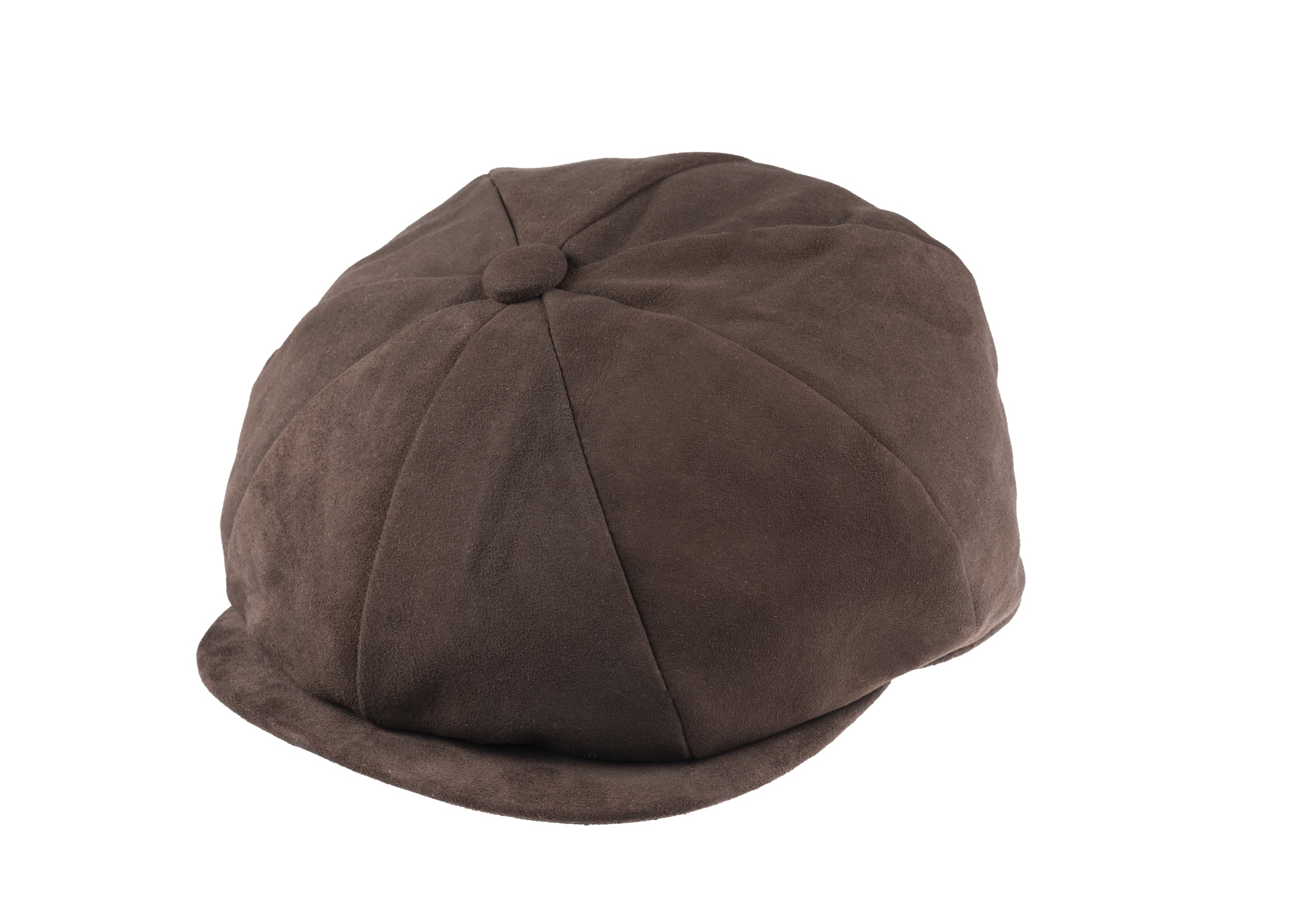 Choc 8 piece baker boy cap in soft suede