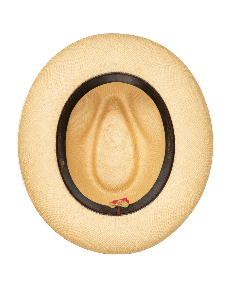 Classic Down Brim Panama Hat with Navy Band - Natural
