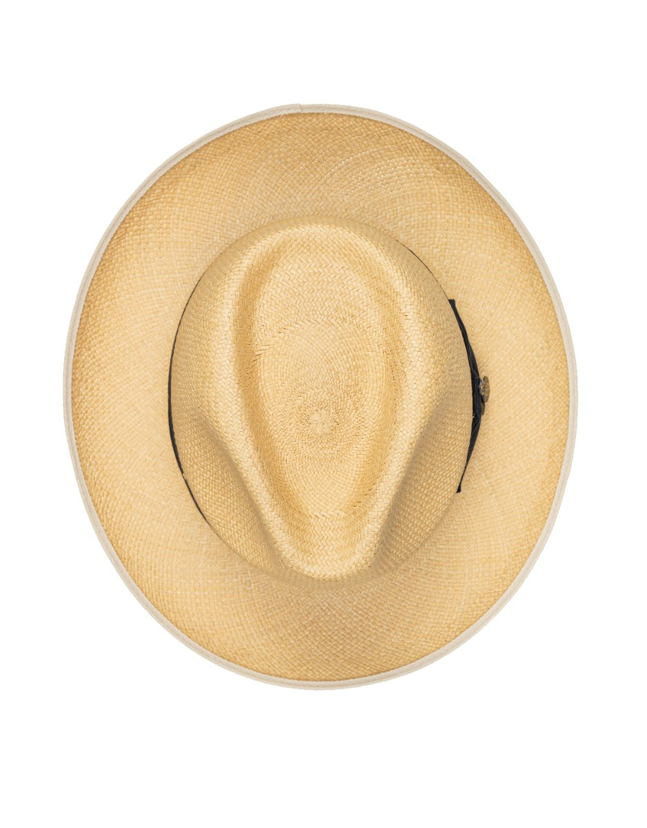 Classic Preset Panama Hat with navy band - Natural