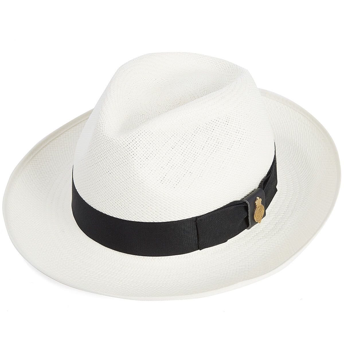 Classic Preset Panama Hat With Black Band & Cream Binding