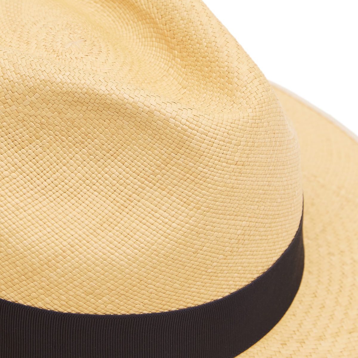 Classic Down Brim Panama Hat with Navy Band - Natural