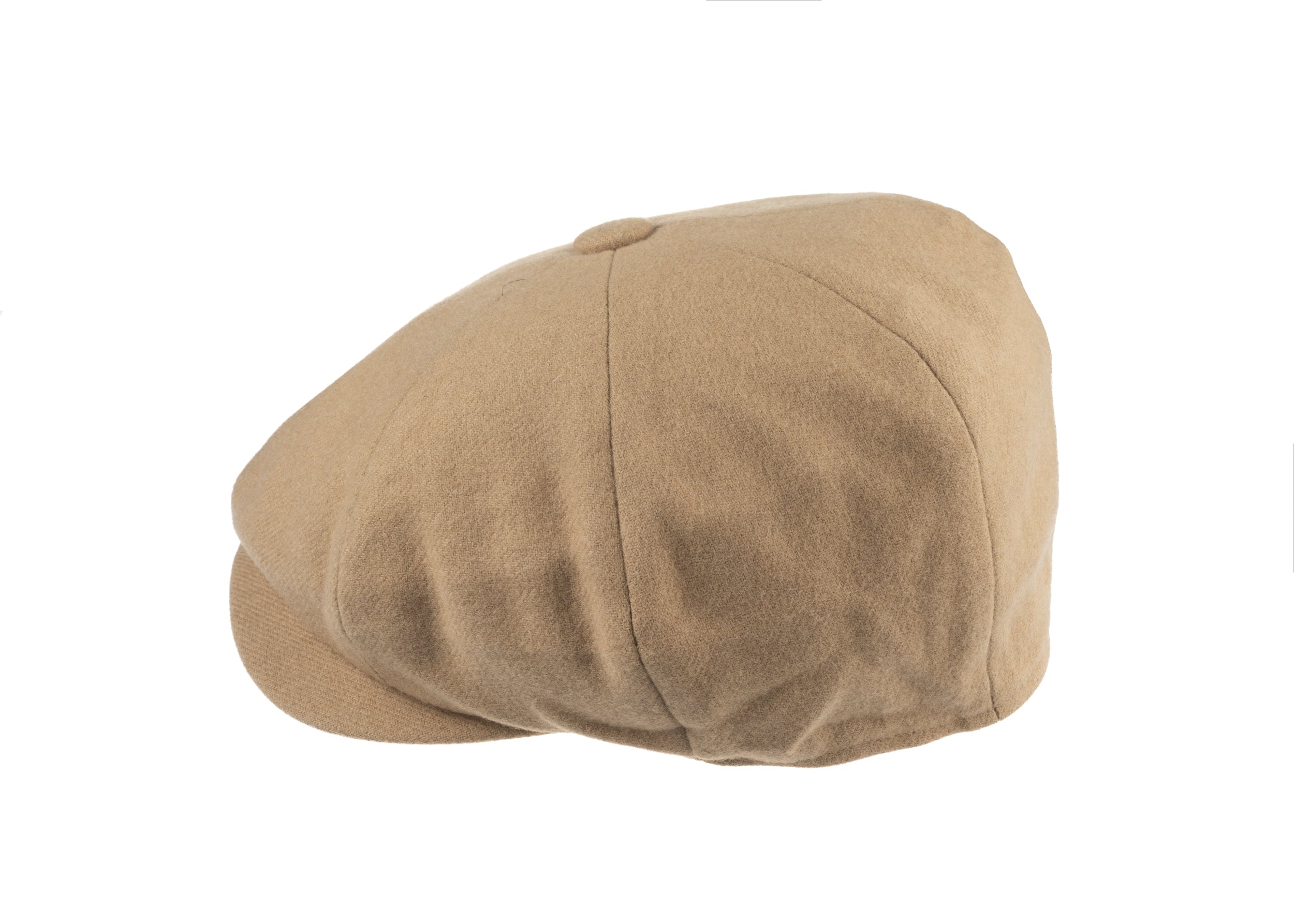 Josh 8 piece baker boy cap in cashmere/wool blend fabric in Camel