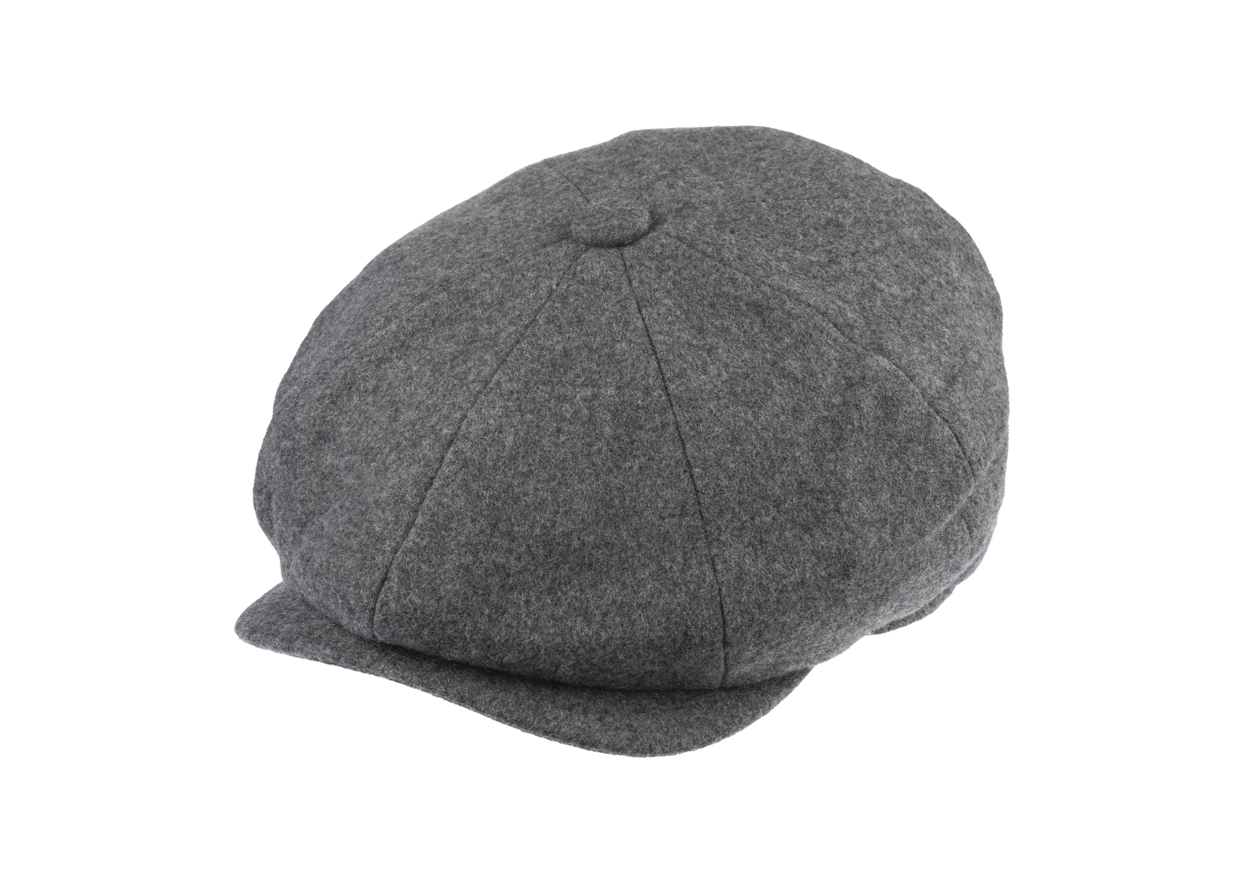 Josh 8 piece baker boy cap in cashmere/wool blend fabric in Grey