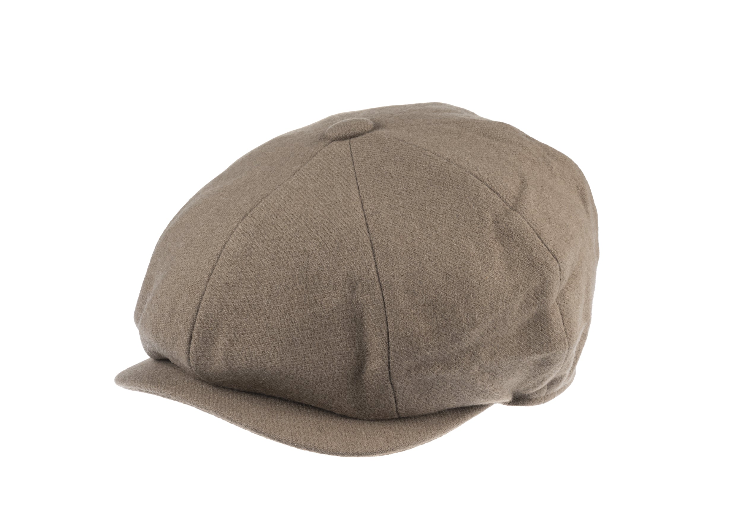Josh 8 piece baker boy cap in cashmere/wool blend fabric in Light Brown