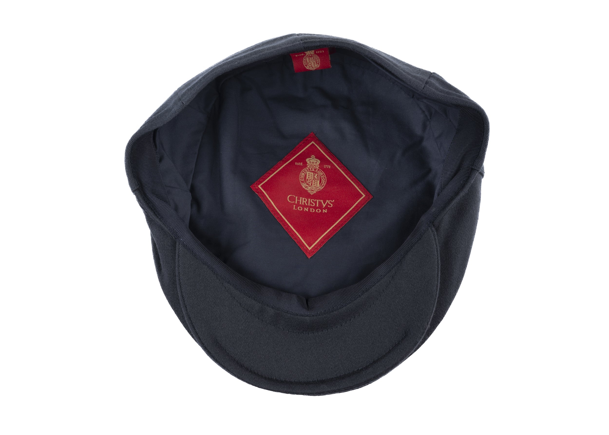 Ellis Balmoral flat cap in satin wool fabric in Navy