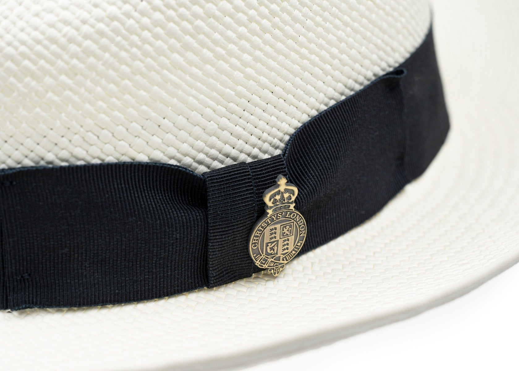 Superfine Preset Panama Hat With Navy Band & Cream Binding