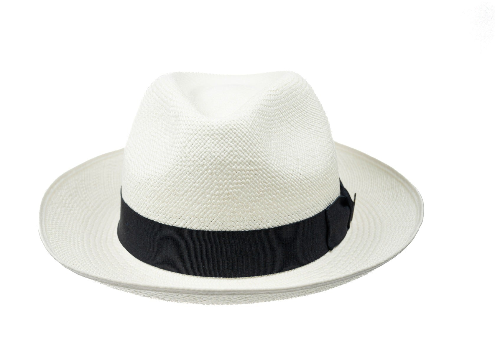 Superfine Preset Panama Hat With Navy Band & Cream Binding
