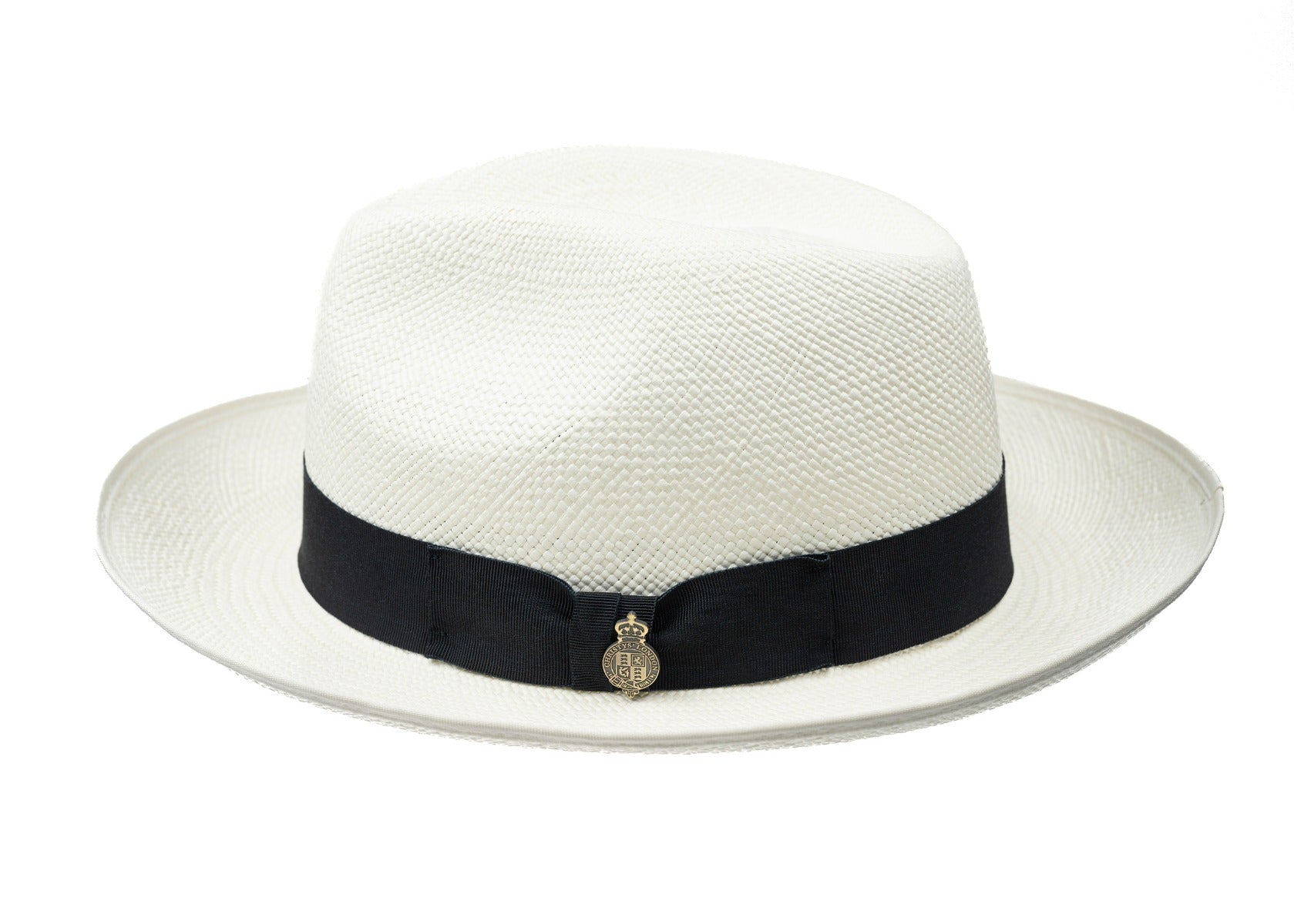 Superfine Preset Panama Hat With Navy Band & Cream Binding