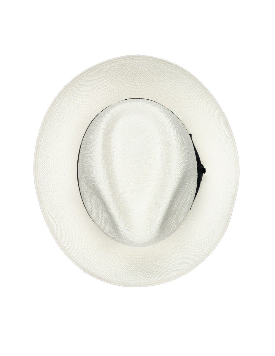 Superfine Preset Panama Hat With Navy Band & Cream Binding